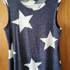 LuLaRoe Navy and White Star Tank Top